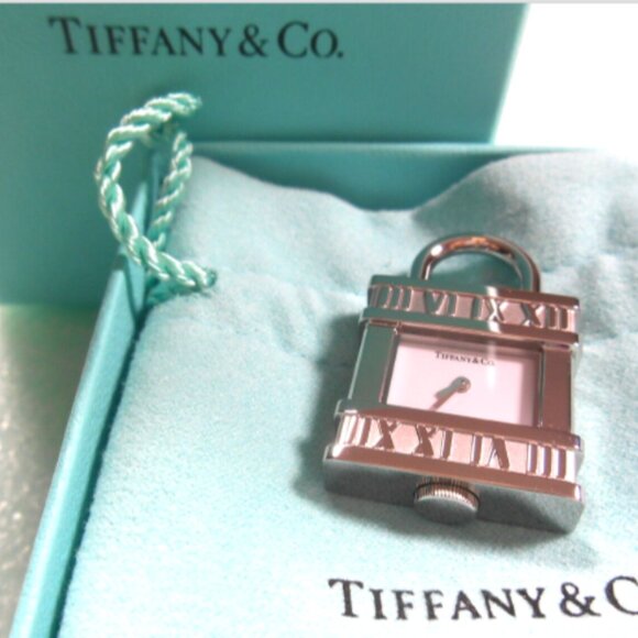 NEW! Tiffany & Co Atlas Lock Watch Pendant Charm Swiss SS 4 Necklace Bracelet - Picture 1 of 4